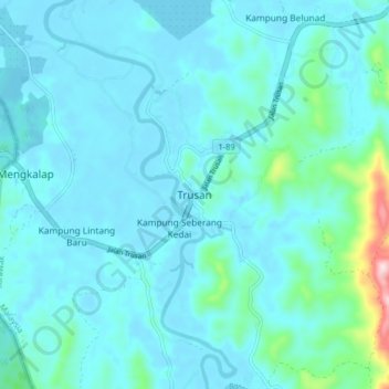 Trusan topographic map, elevation, terrain
