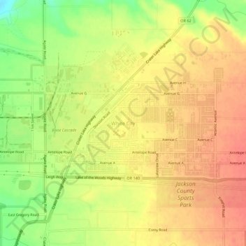 White City topographic map, elevation, terrain