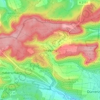 Neipperg topographic map, elevation, terrain