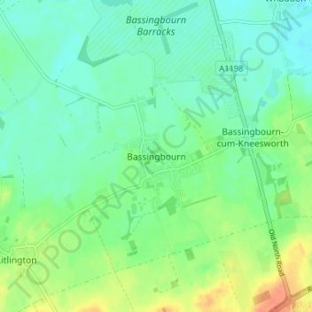 Bassingbourn topographic map, elevation, terrain