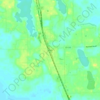 Seville topographic map, elevation, terrain