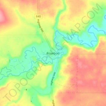 Rosebud topographic map, elevation, terrain