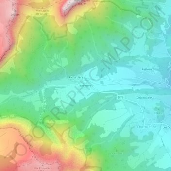 Donnière topographic map, elevation, terrain