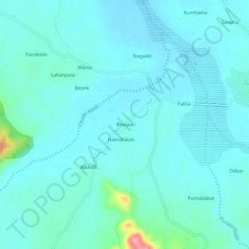 Bhelwa topographic map, elevation, terrain