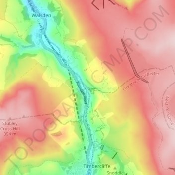 Warland topographic map, elevation, terrain