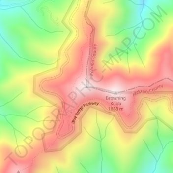 Waterrock Knob topographic map, elevation, terrain