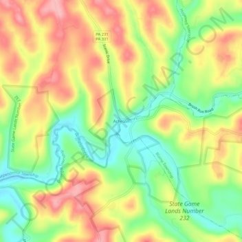 Acheson topographic map, elevation, terrain