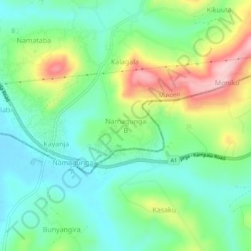 Namagunga B topographic map, elevation, terrain