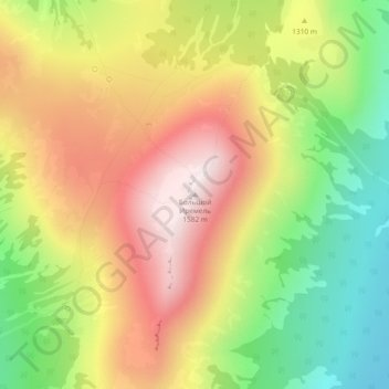 Большой Иремель topographic map, elevation, terrain