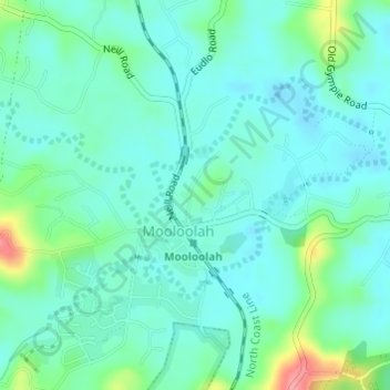 Mooloolah Valley topographic map, elevation, terrain