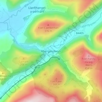 Abergynolwyn topographic map, elevation, terrain