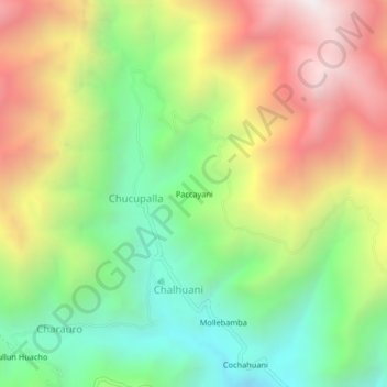 Paccayani topographic map, elevation, terrain