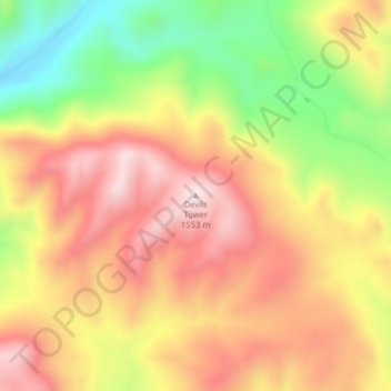 Devils Tower topographic map, elevation, terrain