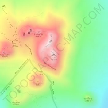 Mauna Kea topographic map, elevation, terrain