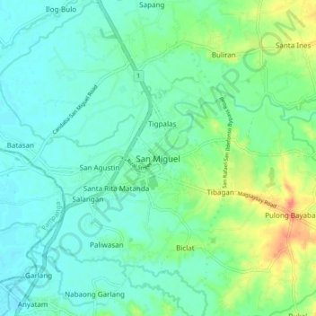 San Miguel topographic map, elevation, terrain