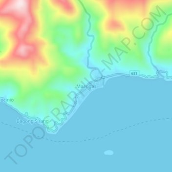 Maangas topographic map, elevation, terrain