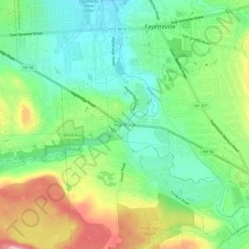 High Bridge topographic map, elevation, terrain