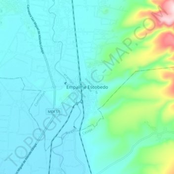 Empalme Escobedo topographic map, elevation, terrain