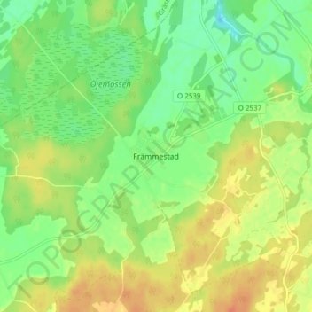 Främmestad topographic map, elevation, terrain
