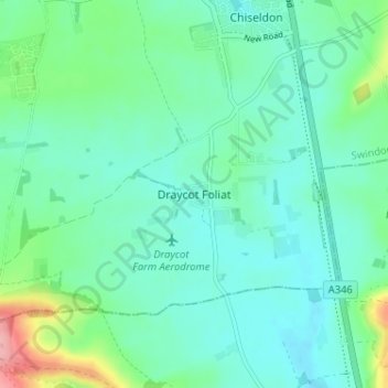 Draycot Foliat topographic map, elevation, terrain