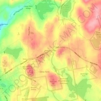 Proctors corner topographic map, elevation, terrain