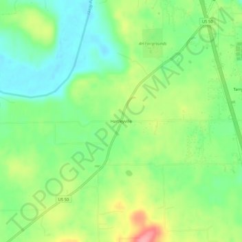 Hartleyville topographic map, elevation, terrain