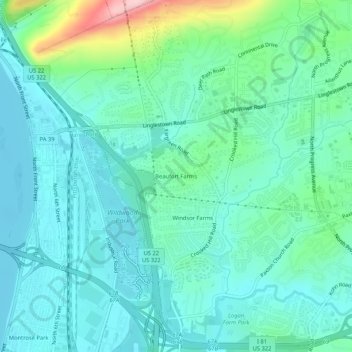 Beaufort Farms topographic map, elevation, terrain