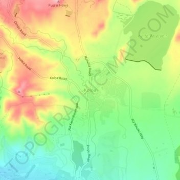 Koloa topographic map, elevation, terrain