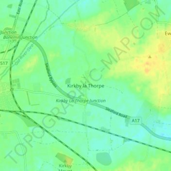 Kirkby la Thorpe topographic map, elevation, terrain