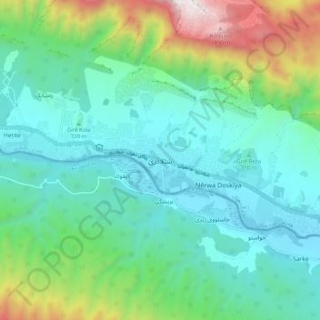 Sheladize topographic map, elevation, terrain