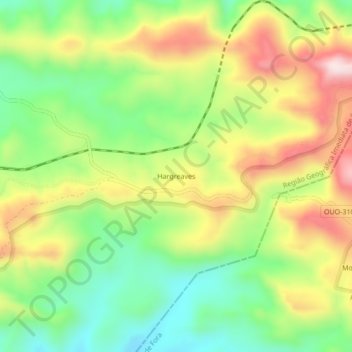 Hargreaves topographic map, elevation, terrain