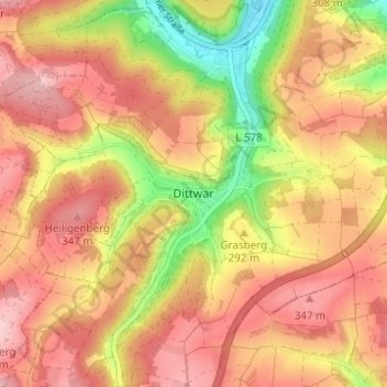 Dittwar topographic map, elevation, terrain