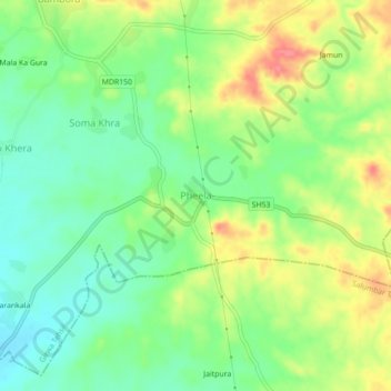 Pheela topographic map, elevation, terrain