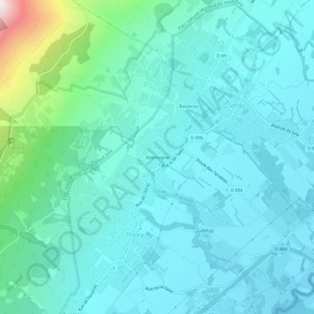 Allemogne topographic map, elevation, terrain