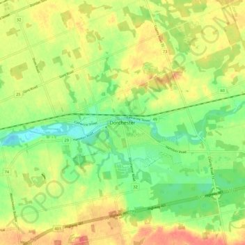 Dorchester topographic map, elevation, terrain
