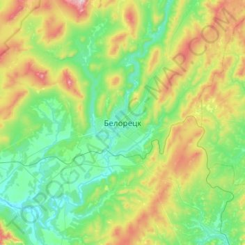 Белорецк topographic map, elevation, terrain