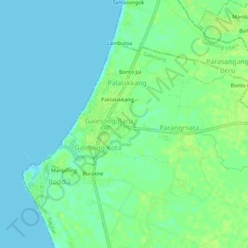 Jempang topographic map, elevation, terrain