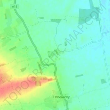 Aswarby topographic map, elevation, terrain
