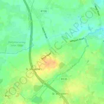 Ward Cross topographic map, elevation, terrain
