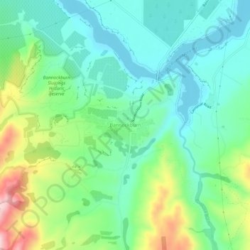 Bannockburn topographic map, elevation, terrain