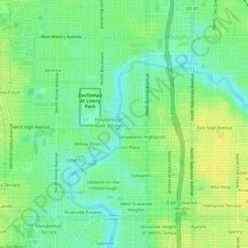 Poinsettia Park topographic map, elevation, terrain