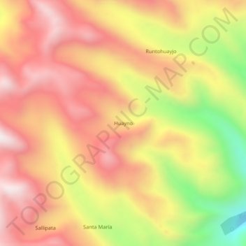 Huayno topographic map, elevation, terrain