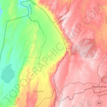 Waseges ward topographic map, elevation, terrain