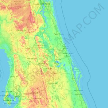 Saint Johns River topographic map, elevation, terrain