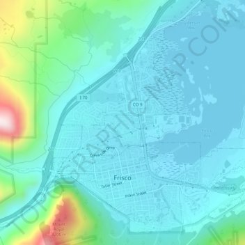 Frisco topographic map, elevation, terrain