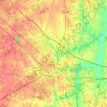 Monroe topographic map, elevation, terrain