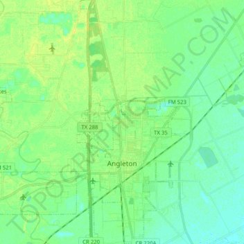 Angleton topographic map, elevation, terrain