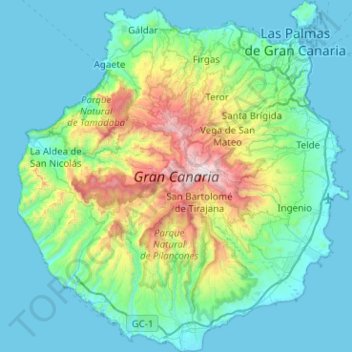 Canary Islands topographic map, elevation, terrain