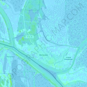 Vylkove topographic map, elevation, terrain