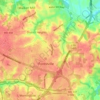 Forestville topographic map, elevation, terrain